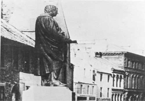 Statue of David Boyle in Irvine before it was moved to Castle Street.