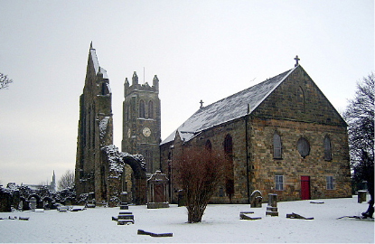 Kilwinning Old Parish Church and the ruins of the Abbey.
