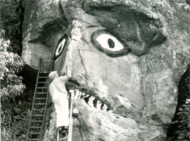 The Indian Face being painted by Millport Burgh Council workers.