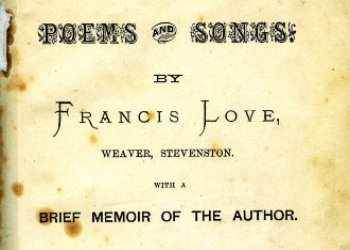 1886 edition of Francis Love's poetry. Stored in the Heritage Centre in Saltcoats.