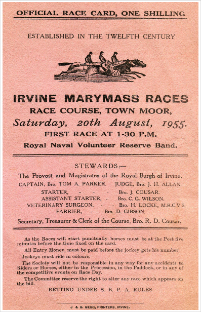 Race card for the Marymass races