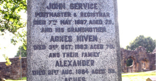 Memorial to Robert Service family, Abbey churchyard.