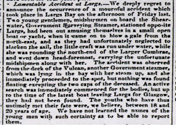 Glasgow Herald report of 20th May 1844 about the drownings.